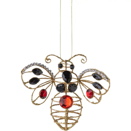 Ornaments - Gold Glitter Bejeweled Bee