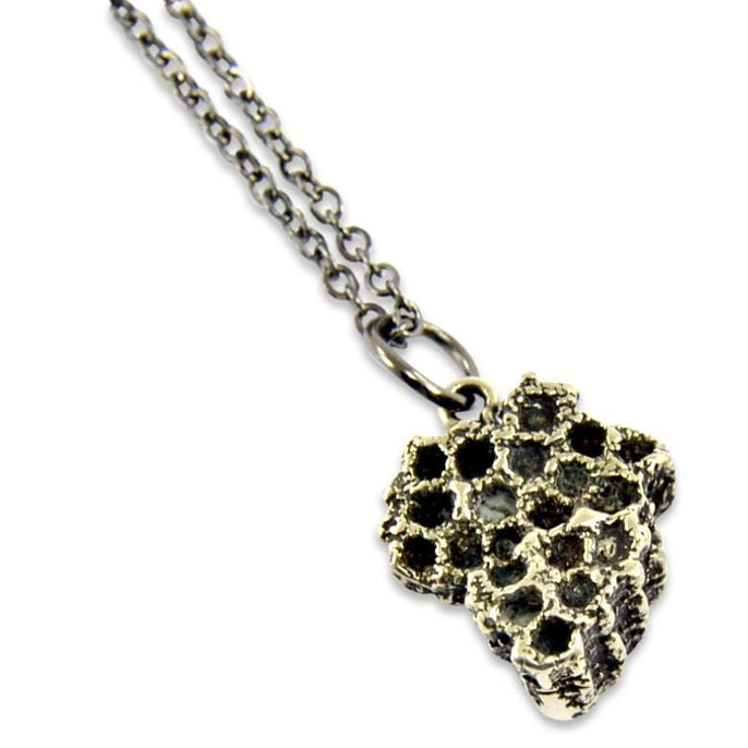 Jewlery - Honey Bee Comb Necklace - White Bronze