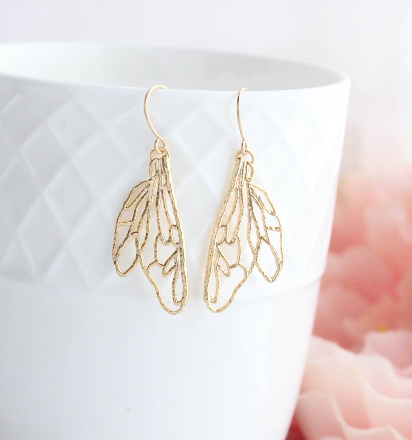 Earrings - Silver Filigree Wing