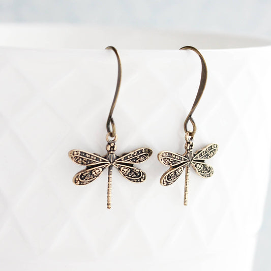 Earrings - Little Dragonfly, Gold