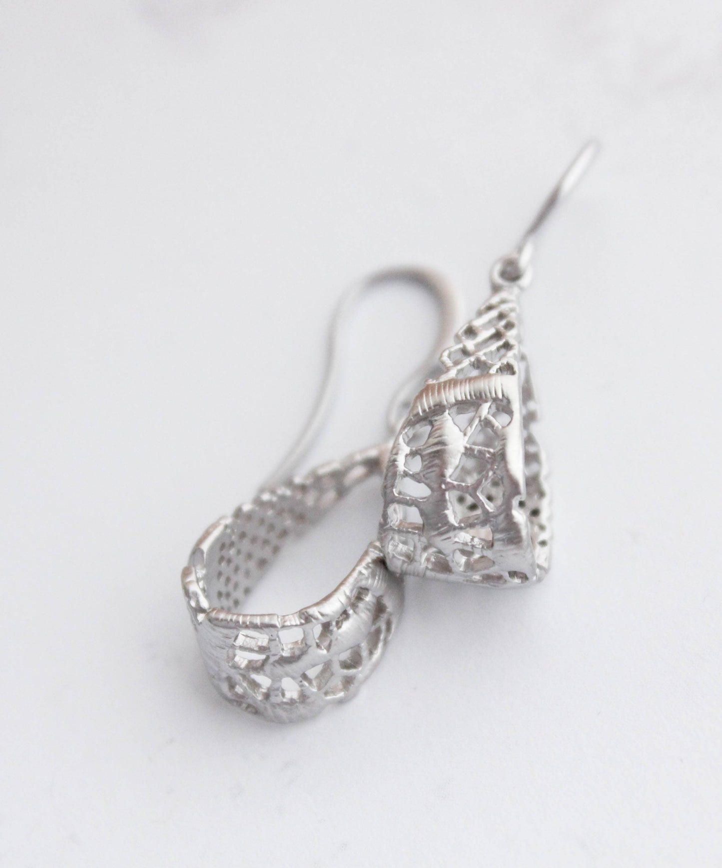 Earrings - Lace Loop Teardrop, Silver