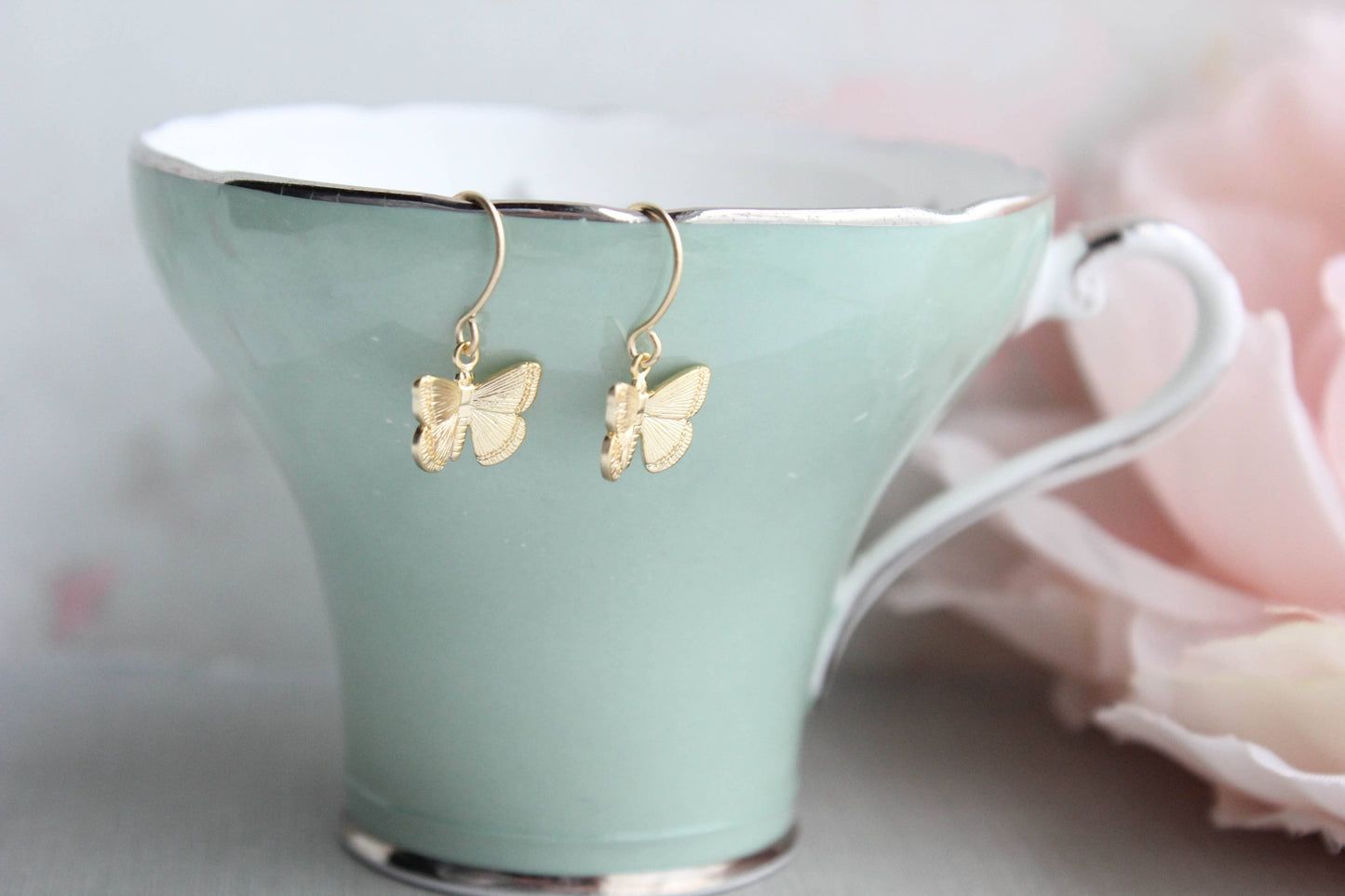 Earrings - Little Butterfly, Matte Gold