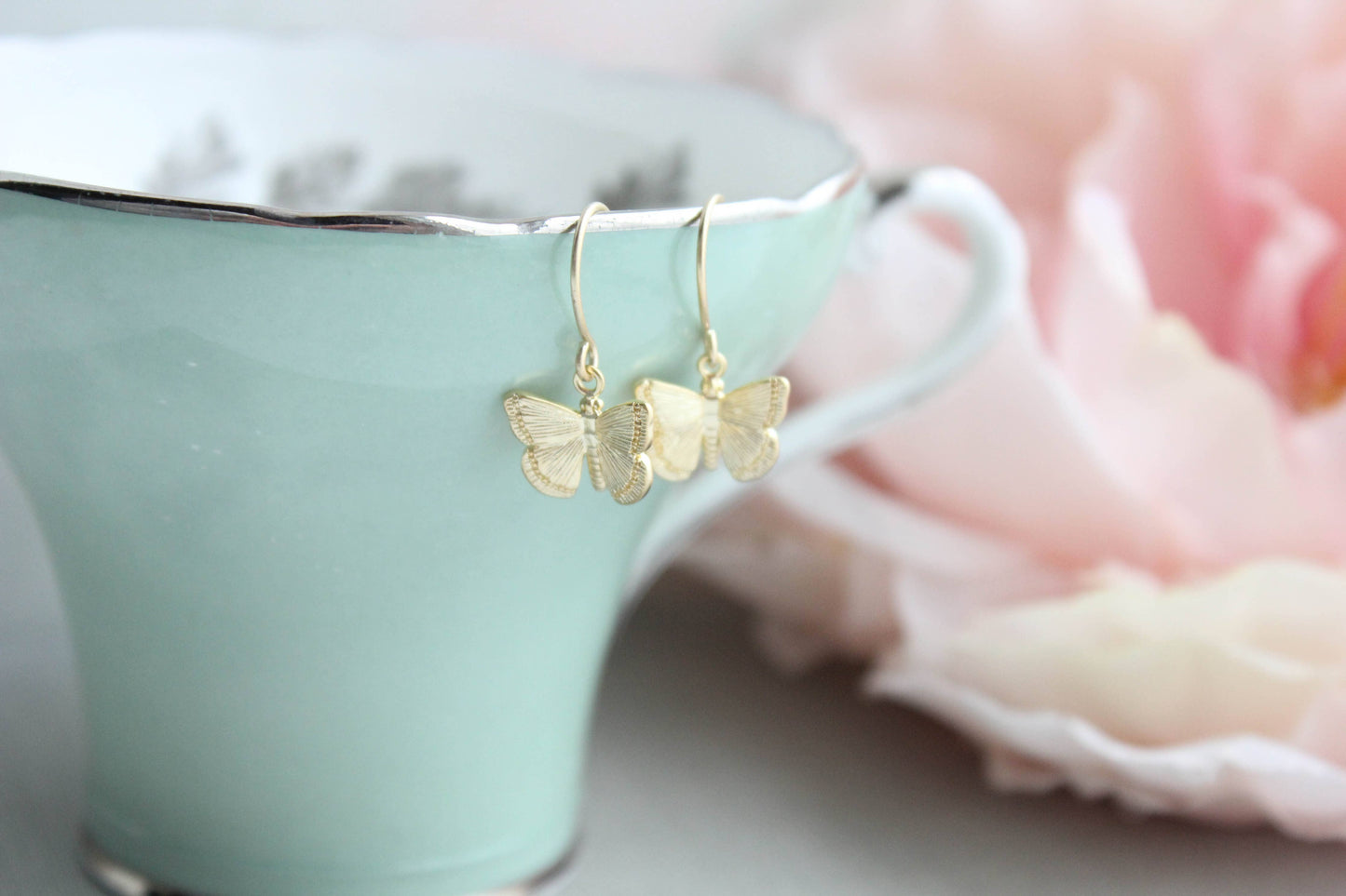 Earrings - Little Butterfly, Matte Gold