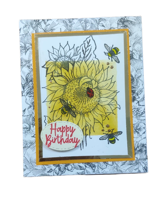 Happy Birthday Ladybug Bee Sunflower - By Judyannz