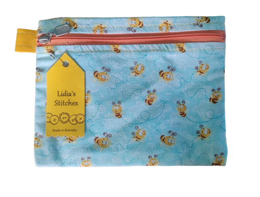 5 x 7" Zipper Bag - Bees Clouds - Lidia’s Stitches