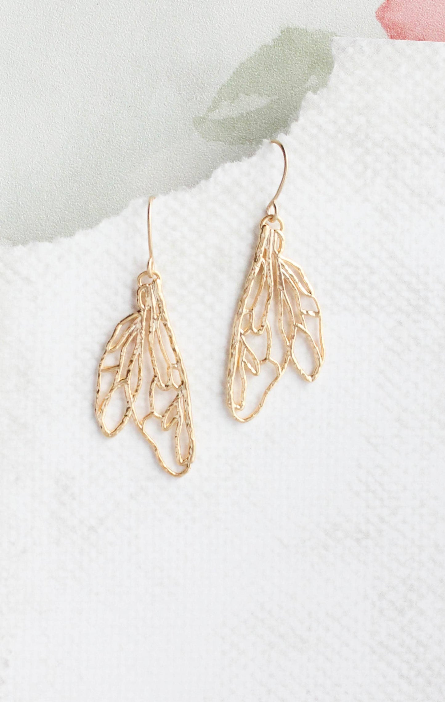 Earrings - Gold Filigree Wing