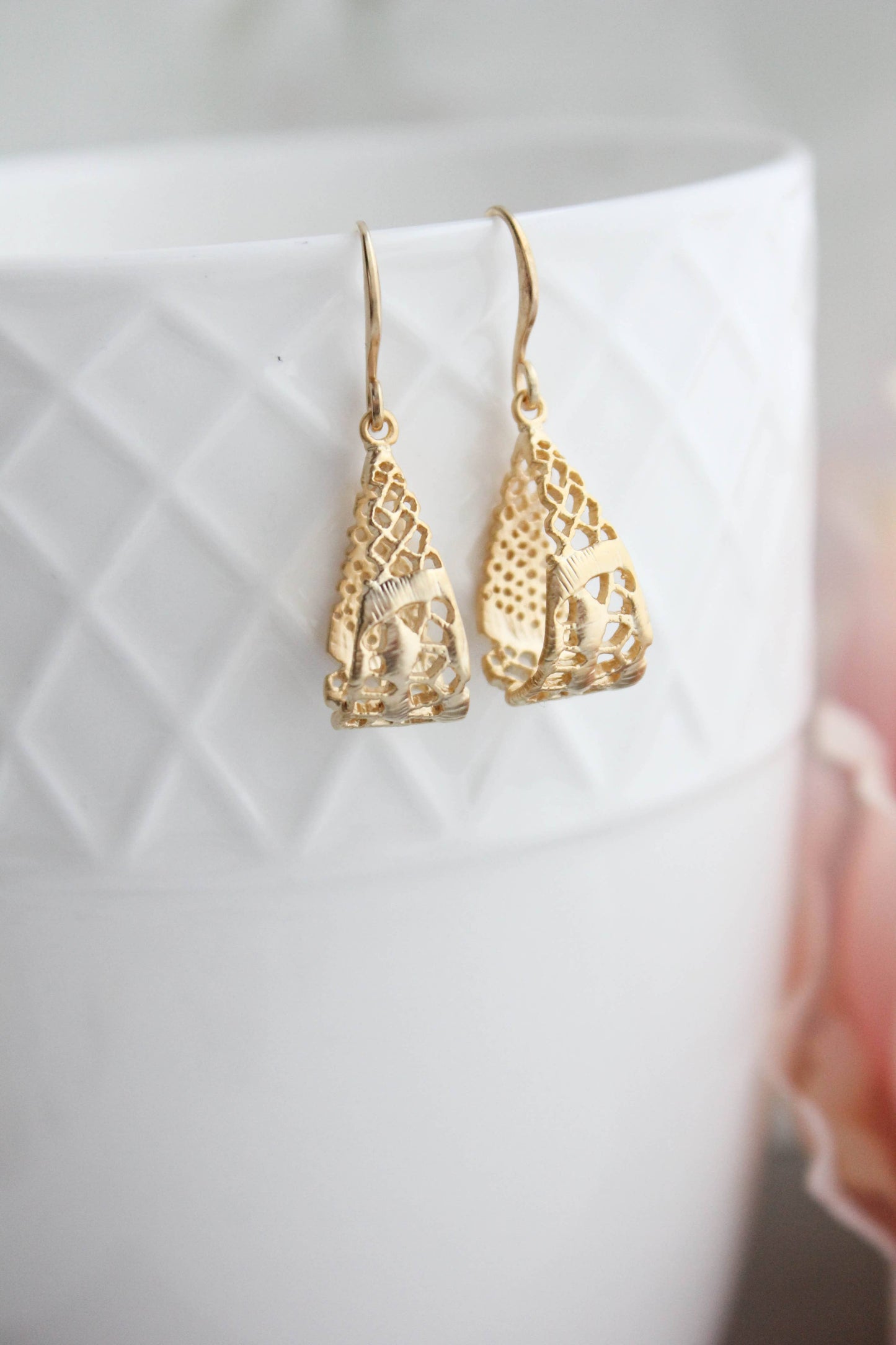 Earrings - Lace Loop Teardrop, Silver