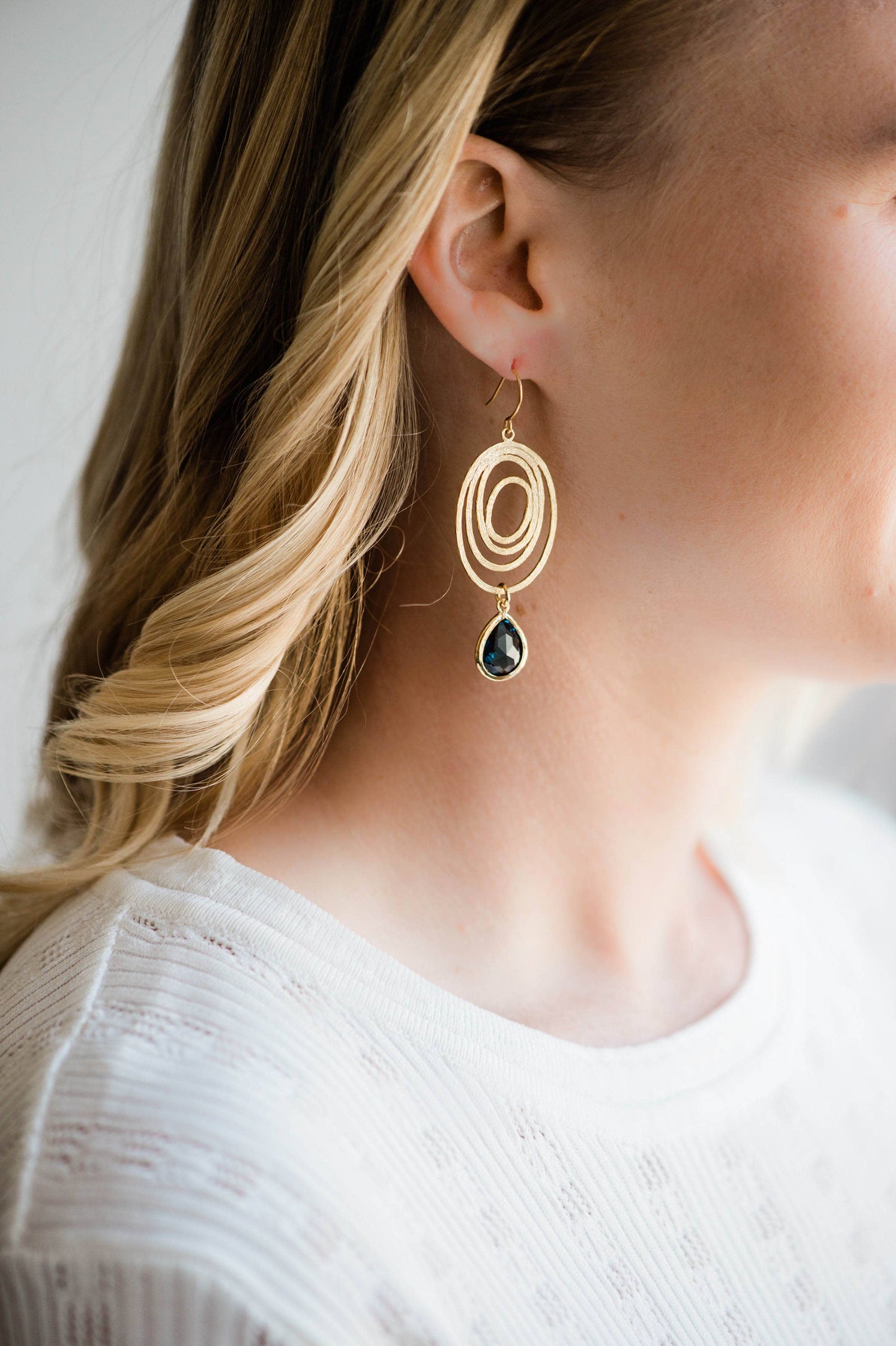 Earrings - Navy Blue Swirl Glass Jewel