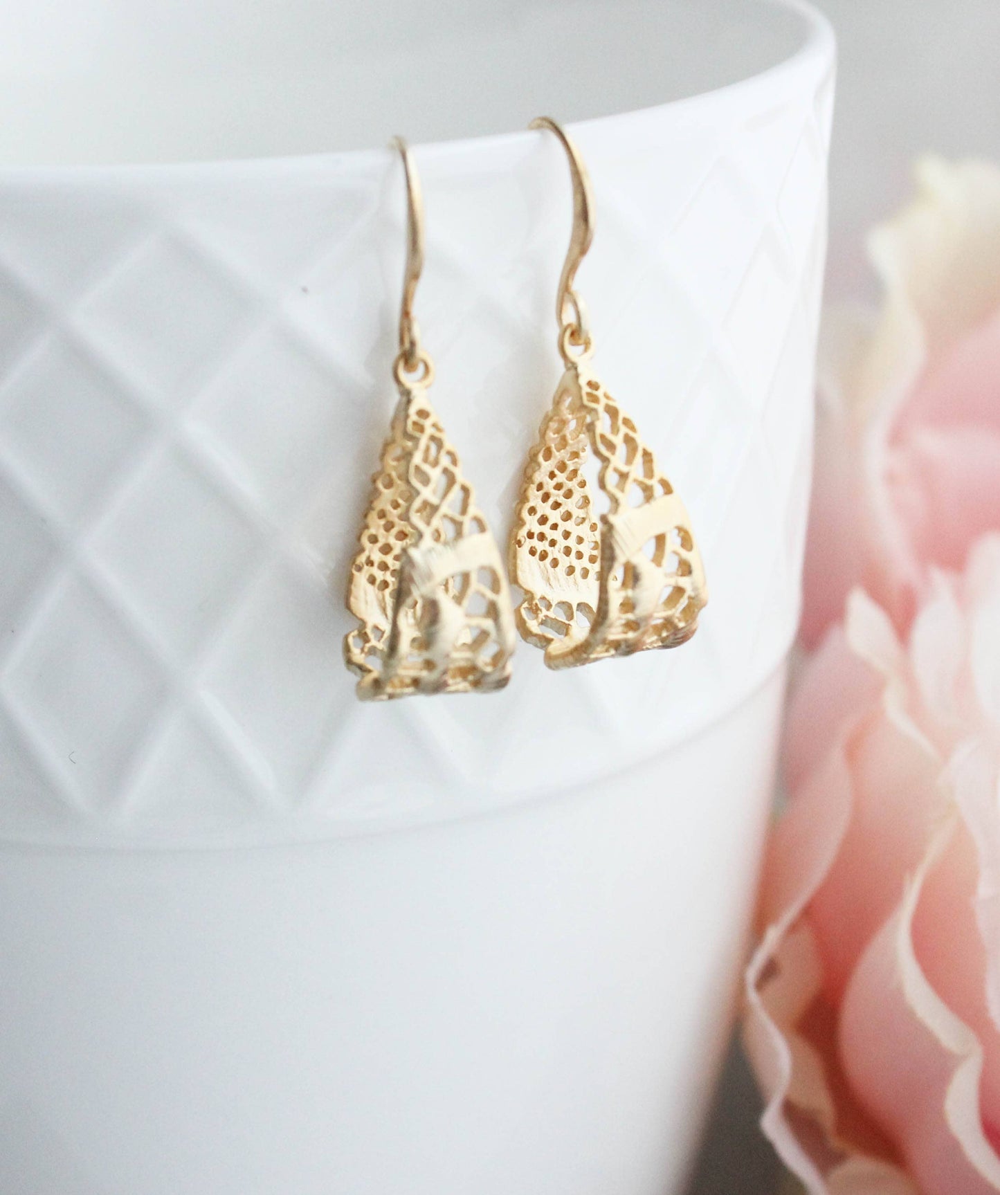 Earrings - Lace Loop Teardrop, Silver