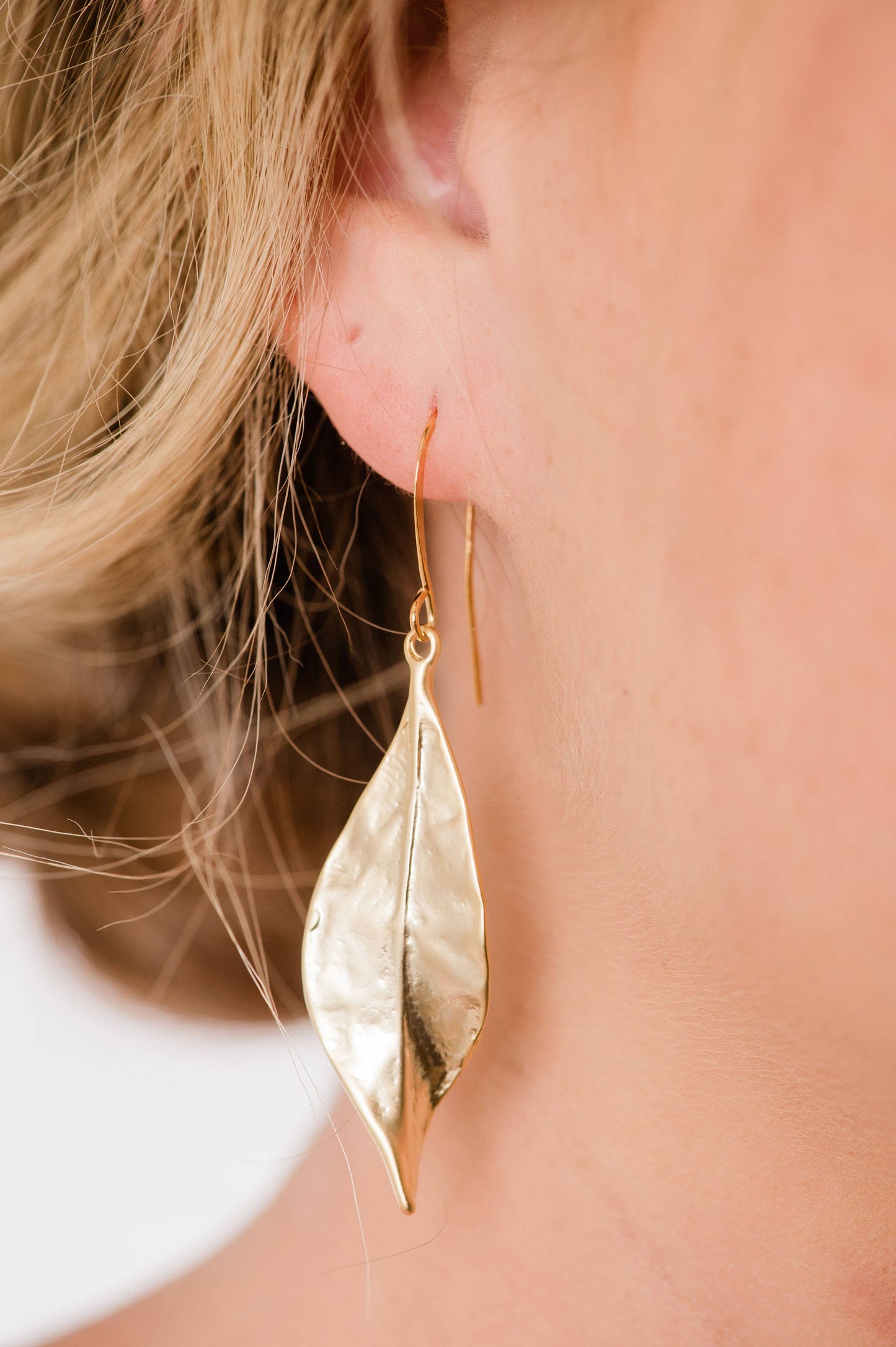 Earrings - Curled Leaf, Silver