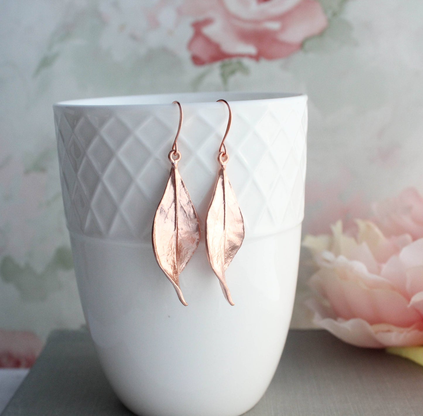 Earrings - Curled Leaf, Silver